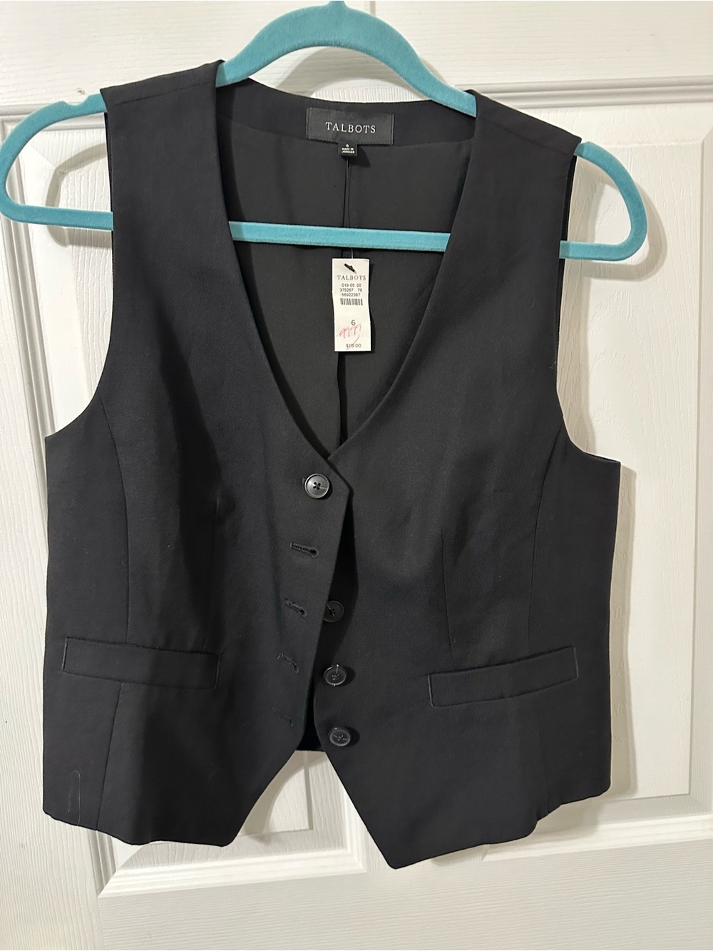 Talbots Tailored Black Button-Front Women's Vest